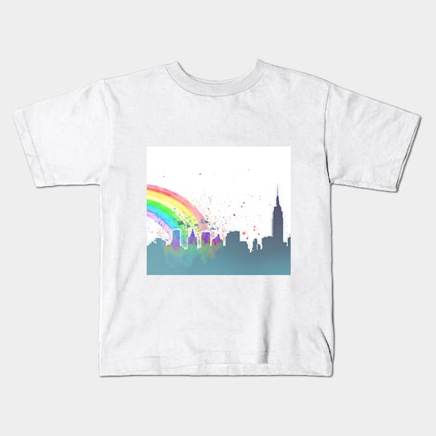 New York Struck by a Rainbow Kids T-Shirt by nissiu